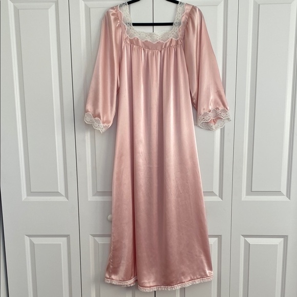 Other - Vintage Givenchy Pink Satin Robe with Lace Trim
